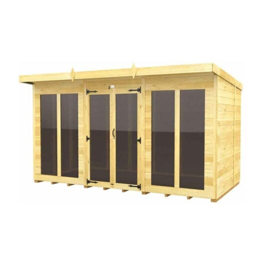 12ft x 8ft Pent Summer House (Full Height Window) - Wood - L231 x W358 x H201 cm