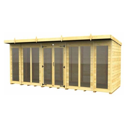 16ft x 5ft Pent Summer House (Full Height Window) - Wood - L147 x W474 x H201 cm