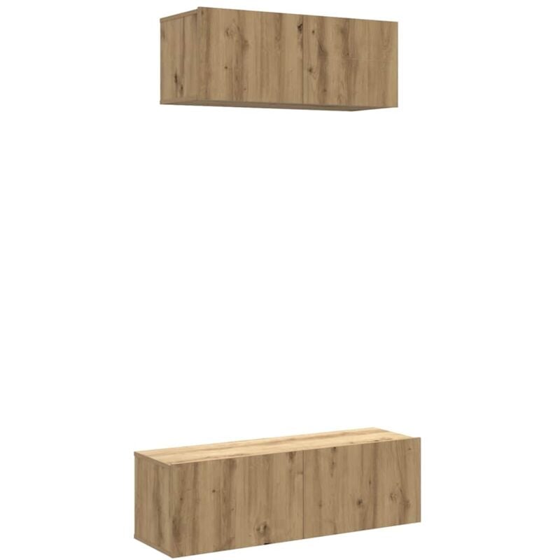 2 Piece tv Cabinet Set Wall-mounted Artisan Oak Engineered Wood Vidaxl