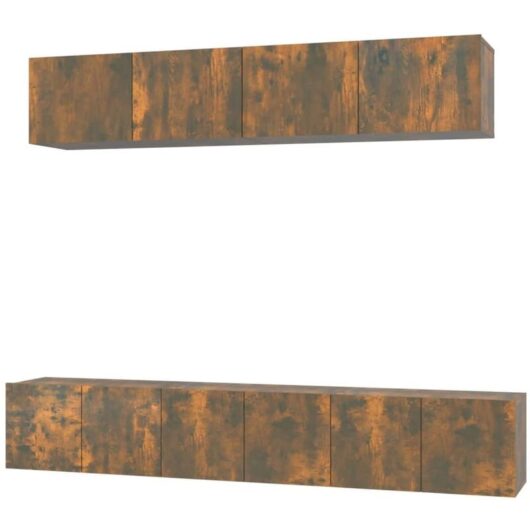 5 Piece TV Cabinet Set Smoked Oak Engineered Wood vidaXL