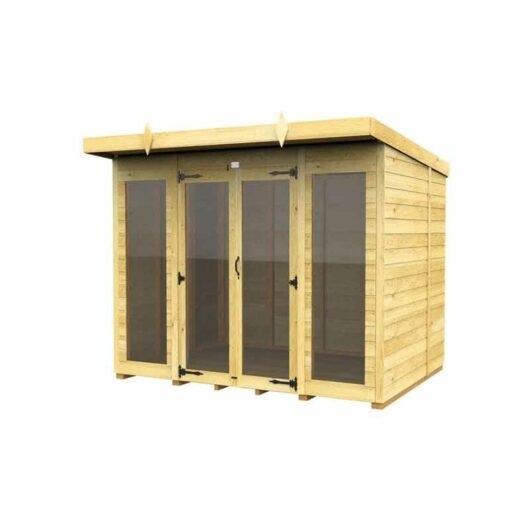 8ft x 7ft Pent Summer House (Full Height Window) - Wood - L214 x W243 x H201 cm