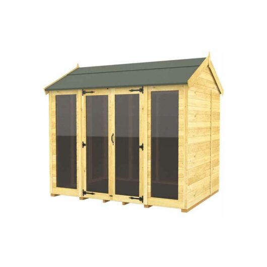 8ft x 8ft Apex Summer House (Full Height Window) - Wood - L243 x W231 x H217 cm