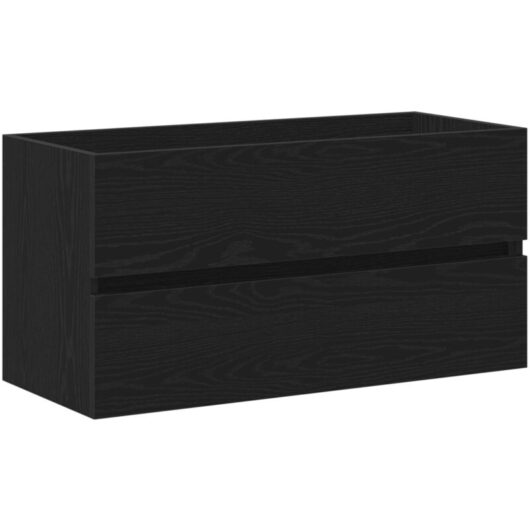 Sink Cabinet Black Oak 90x38.5x45 cm Engineered Wood Vidaxl