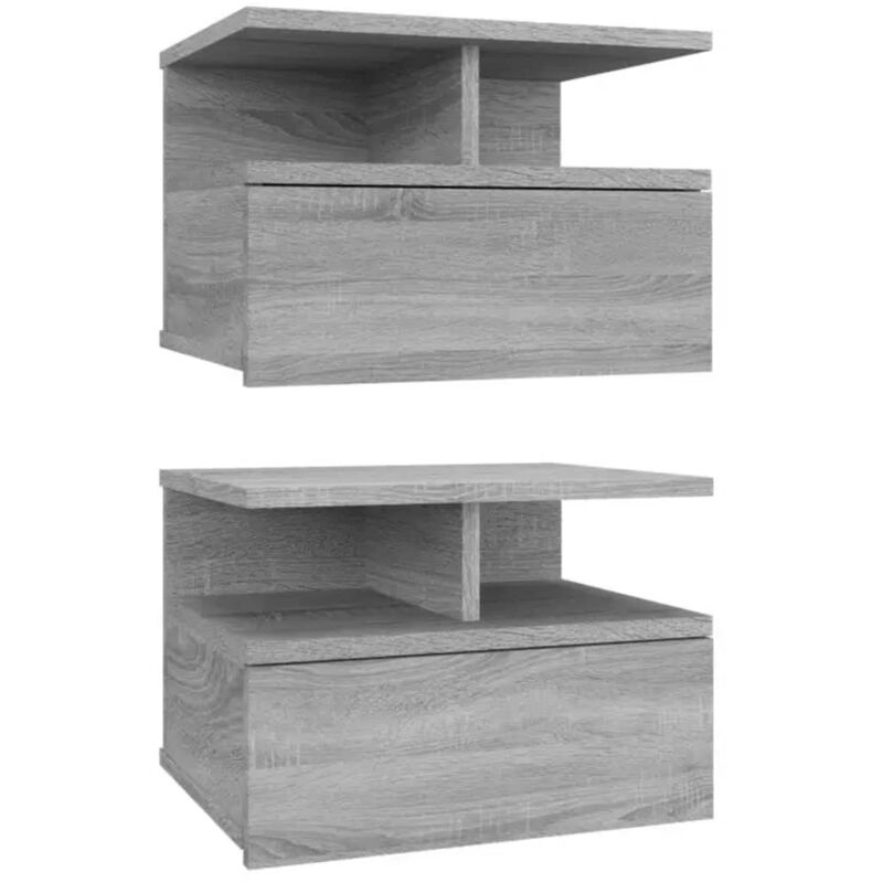 Vidaxl - Floating Nightstand 2 pcs Grey Sonoma 40x31x27 cm Engineered Wood