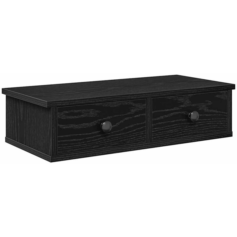 Vidaxl - Wall Shelf with Drawers Black 60x25x15 cm Engineered Wood