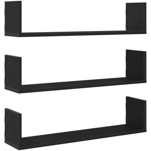Vidaxl - Wall Shelves 3 pcs Black Oak 80x18x18 cm Engineered Wood