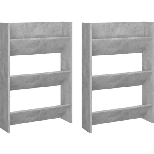 Vidaxl - Wall Shoe Cabinets 2 pcs Concrete Grey 60x18x90 cm Engineered Wood