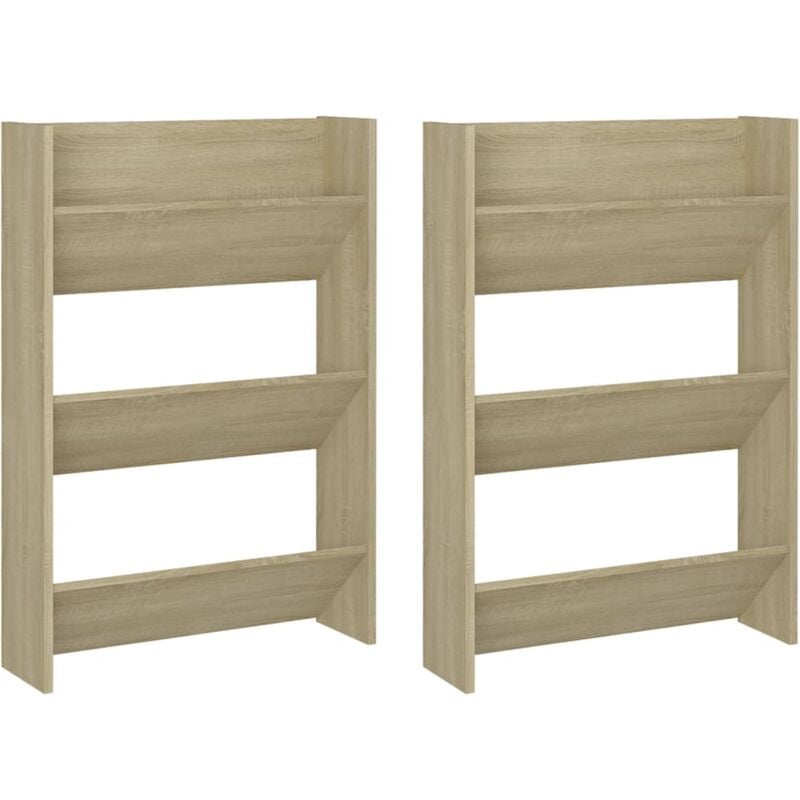 Vidaxl - Wall Shoe Cabinets 2 pcs Sonoma Oak 60x18x90 cm Engineered Wood
