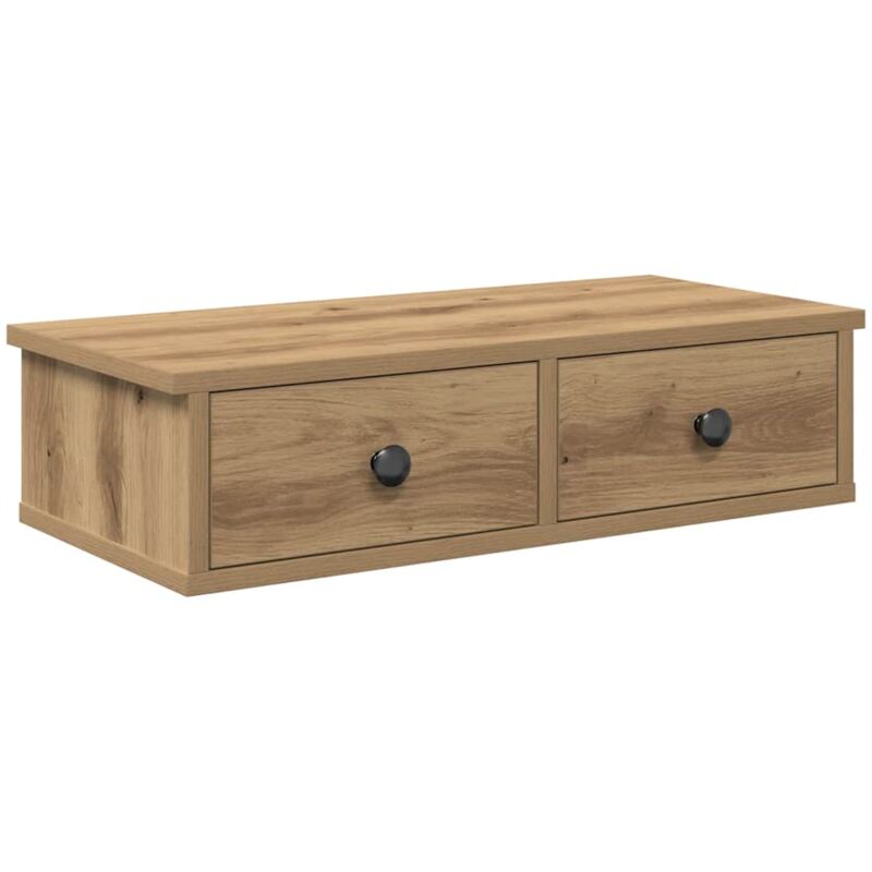 Wall Shelf with Drawers Artisian Oak 60x25x15 cm Engineered Wood Vidaxl
