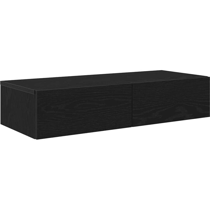 Wall Shelf with Drawers Black 80x33x17 cm Engineered Wood Vidaxl