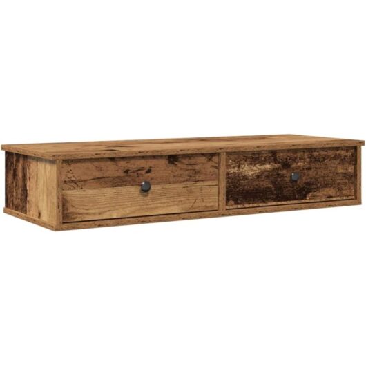 Wall Shelf with Drawers Old Wood 100x37.5x19 cm Engineered Wood vidaXL