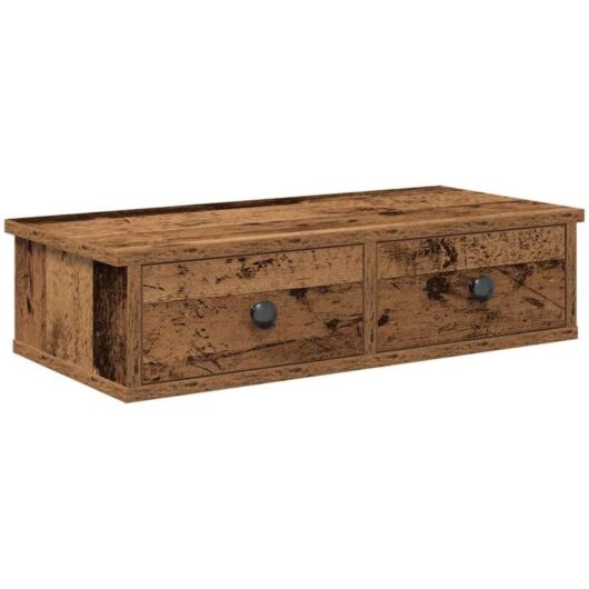 Wall Shelf with Drawers Old Wood 60x25x15 cm Engineered Wood Vidaxl