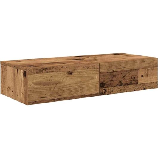 Wall Shelf with Drawers Old Wood 80x33x17 cm Engineered Wood Vidaxl