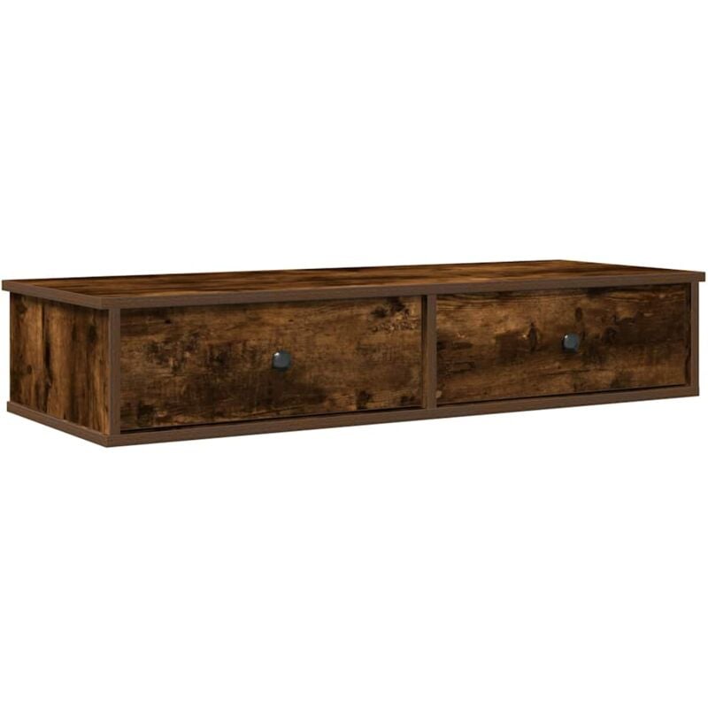 Wall Shelf with Drawers Smoked Oak 100x37.5x19 cm Engineered Wood vidaXL