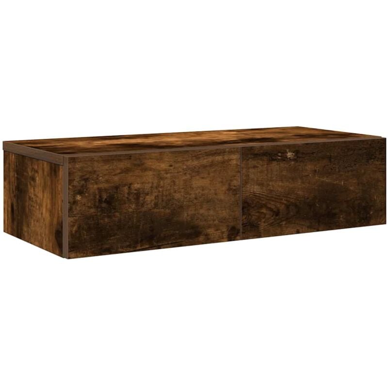 Wall Shelf with Drawers Smoked Oak 60x26.5x15 cm Engineered Wood vidaXL
