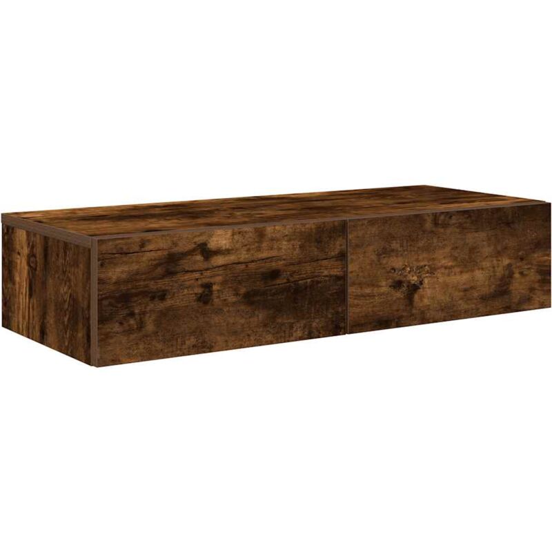 Wall Shelf with Drawers Smoked Oak 80x33x17 cm Engineered Wood vidaXL