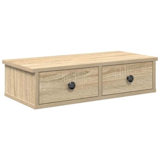 Wall Shelf with Drawers Sonoma Oak 60x25x15 cm Engineered Wood Vidaxl