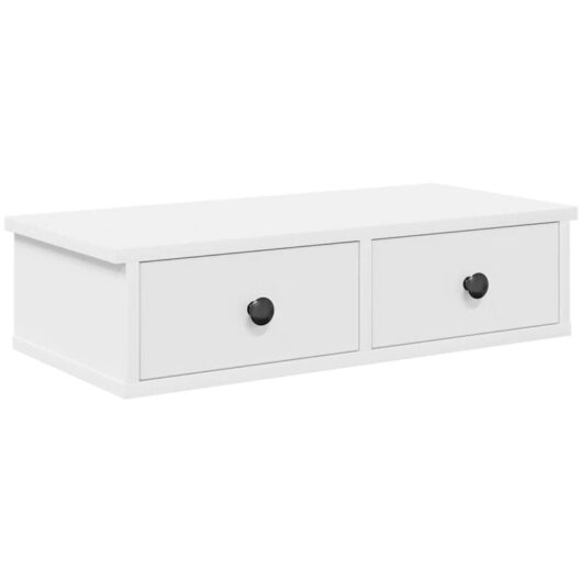 Wall Shelf with Drawers White 60x25x15 cm Engineered Wood Vidaxl