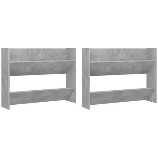 Wall Shoe Cabinets 2 pcs Concrete Grey 80x18x60 cm Engineered Wood vidaXL
