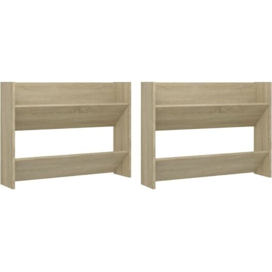 Wall Shoe Cabinets 2 pcs Sonoma Oak 80x18x60cm Engineered Wood vidaXL