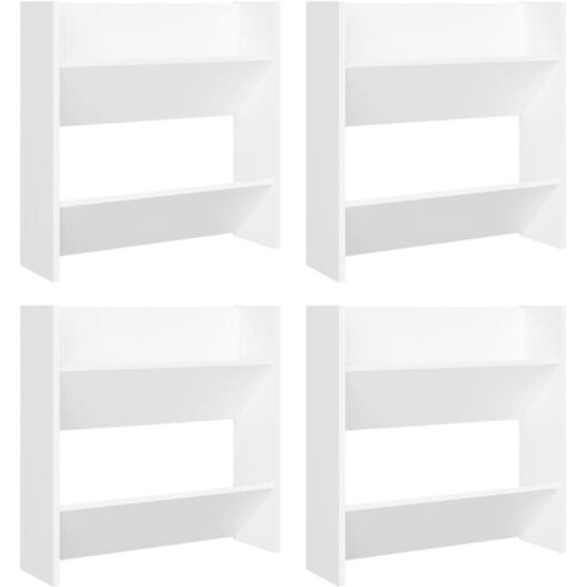 Wall Shoe Cabinets 4 pcs White 60x18x60 cm Engineered Wood Vidaxl