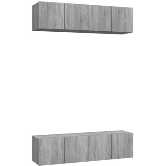 Wall TV Cabinets 4 pcs Grey Sonoma 60x30x30 cm Engineered Wood vidaXL