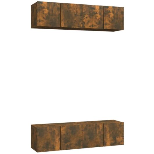Wall tv Cabinets 4 pcs Smoked Oak 60x30x30 cm Engineered Wood Vidaxl