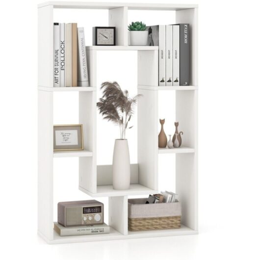 7-Cube Bookcase Wooden Storage Geometric Bookshelf Corner Decorative Display
