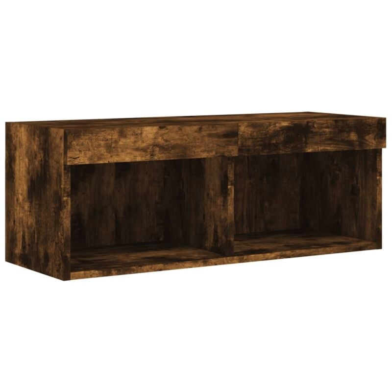 TV Cabinet with LED Lights Smoked Oak 80x30x30 cm vidaXL