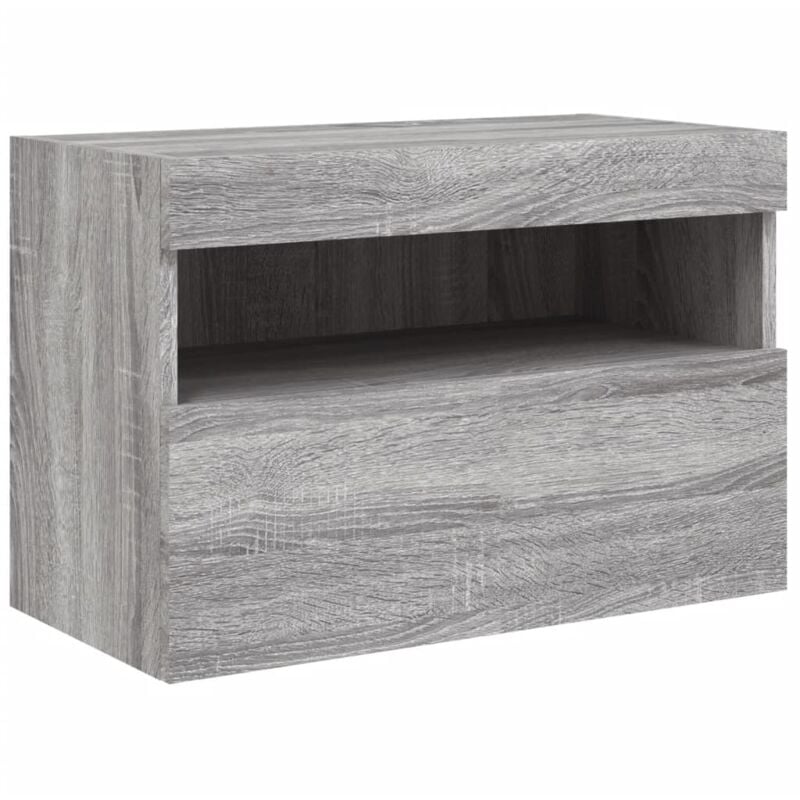 TV Wall Cabinet with LED Lights Grey Sonoma 60x30x40 cm vidaXL