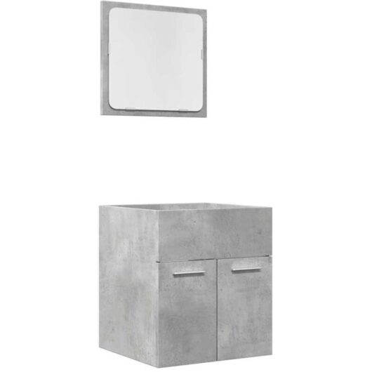 2 Piece Bathroom Furniture Set Concrete Grey Engineered Wood Vidaxl