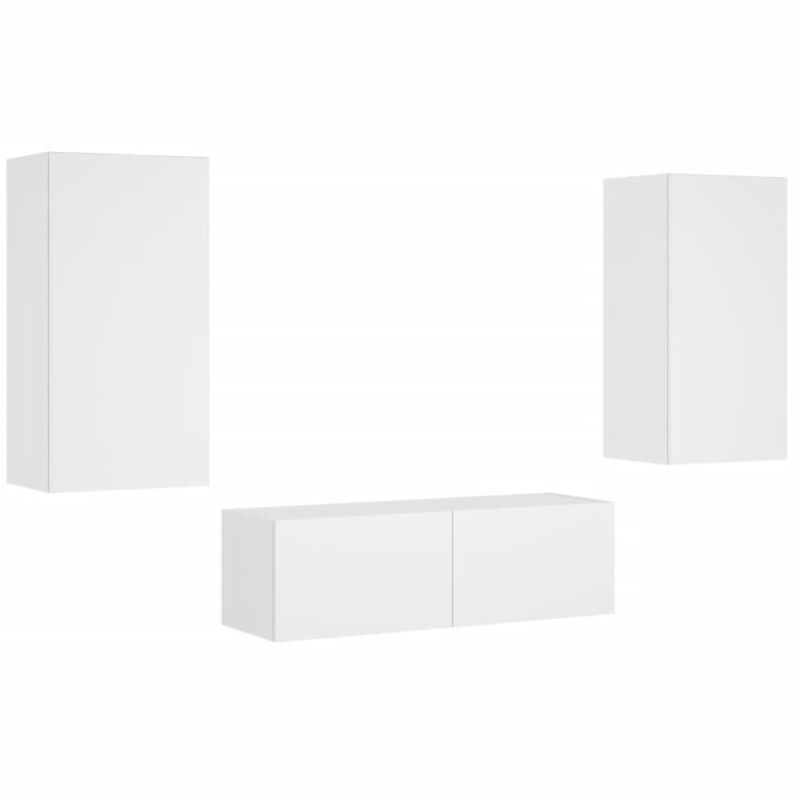 3 Piece TV Wall Cabinets with LED Lights White vidaXL