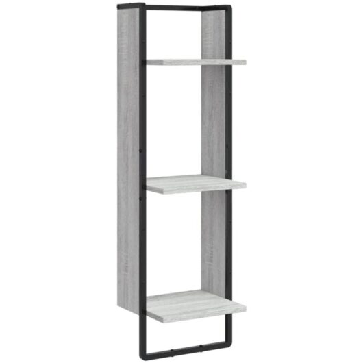 3-Tier Wall Shelf Grey Sonoma 30x25x100 cm Engineered Wood vidaXL
