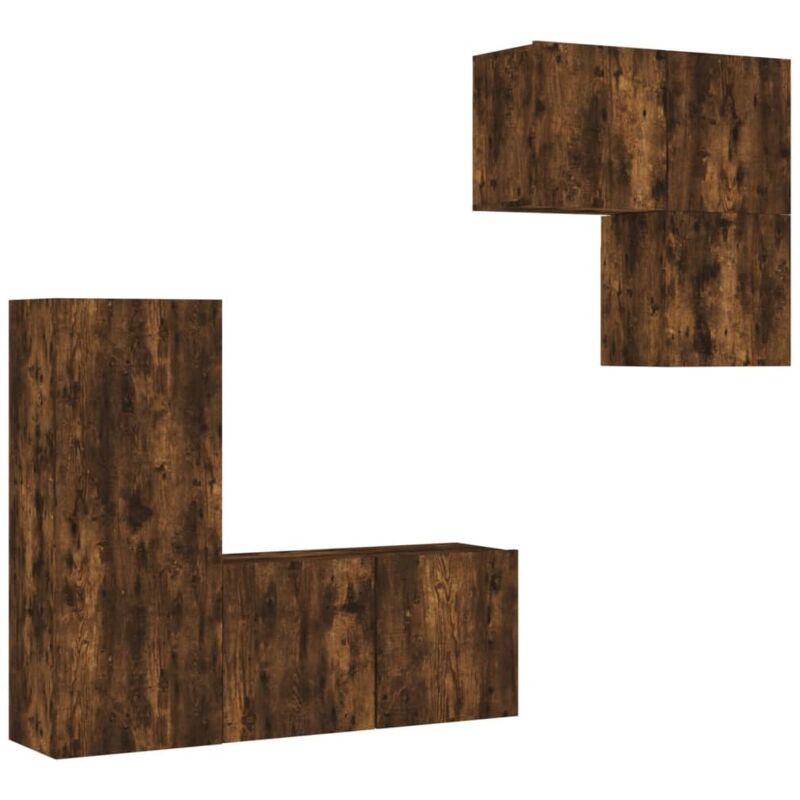 4 Piece TV Wall Units Smoked Oak Engineered Wood vidaXL
