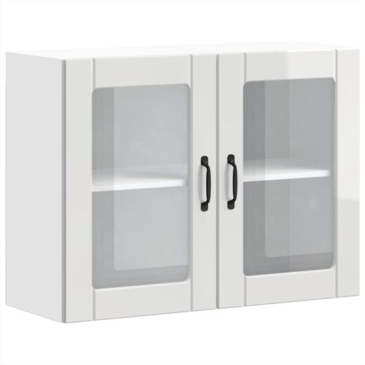 Kitchen Wall Cabinet with Glass Door Lucca High Gloss White Engineered Wood Vidaxl