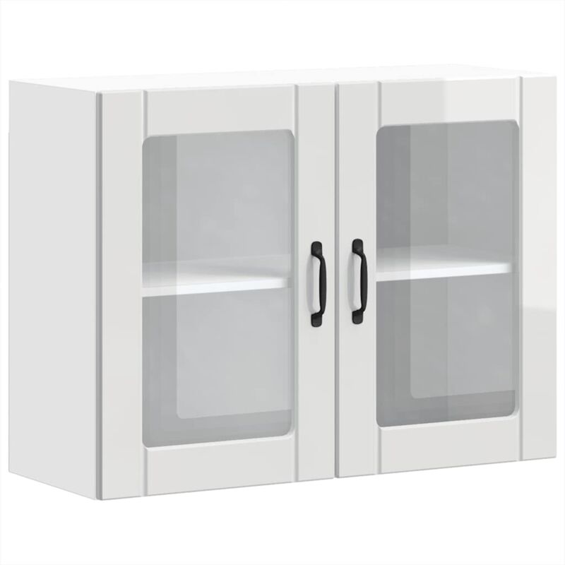 Kitchen Wall Cabinet with Glass Door Lucca High Gloss White Engineered Wood Vidaxl