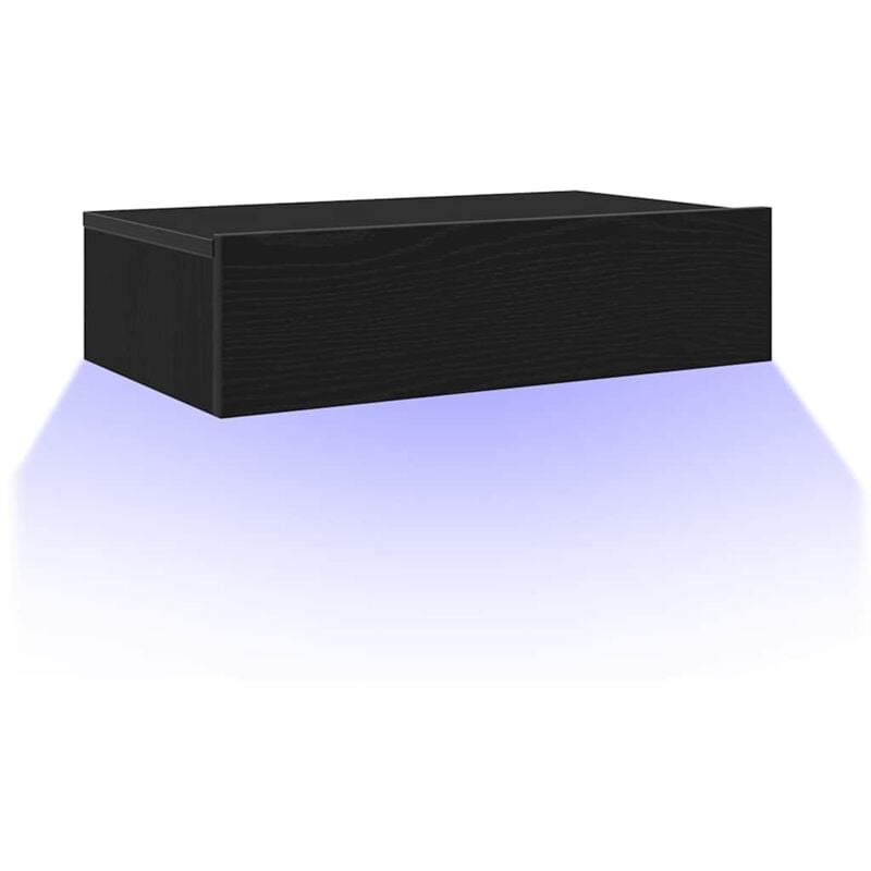 TV Cabinet with LED Lights Black Oak 60x35x15.5 cm vidaXL