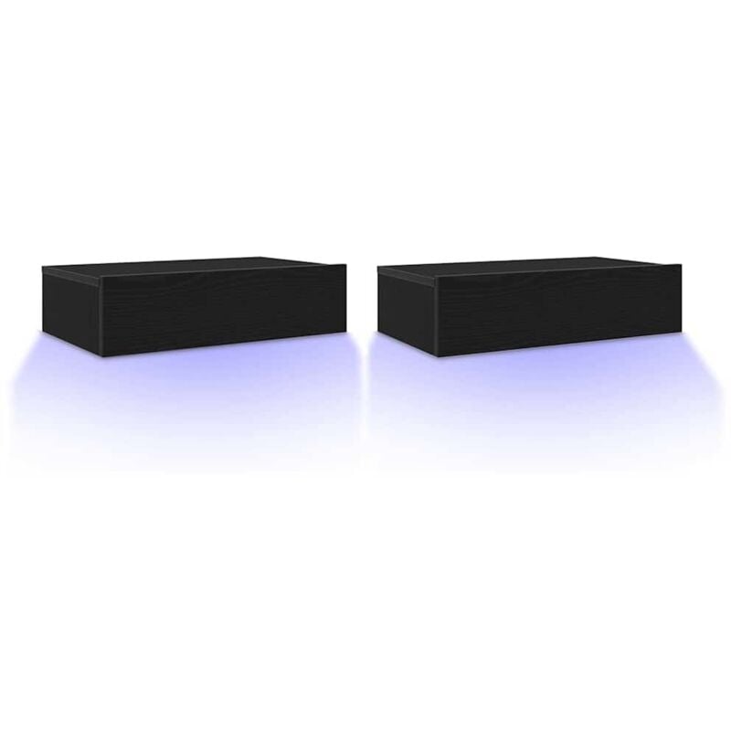 TV Cabinets with LED Lights 2 pcs Black Oak 60x35x15.5 cm vidaXL