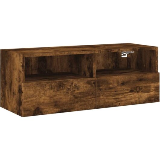 TV Wall Cabinet Smoked Oak 80x30x30 cm Engineered Wood vidaXL