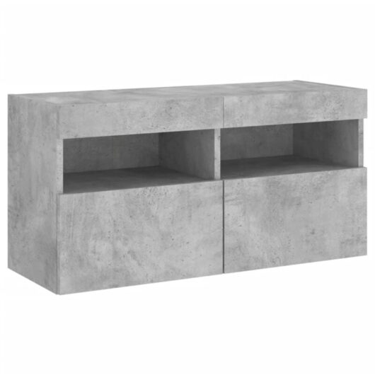 TV Wall Cabinet with LED Lights Concrete Grey 80x30x40 cm vidaXL