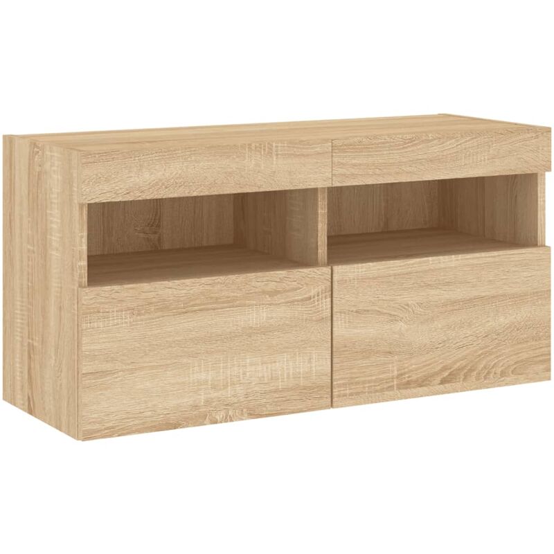 TV Wall Cabinet with LED Lights Sonoma Oak 80x30x40 cm vidaXL