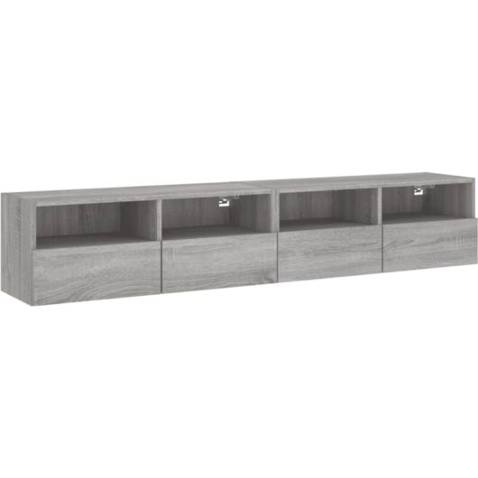 TV Wall Cabinets 2 pcs Grey Sonoma 80x30x30 cm Engineered Wood vidaXL