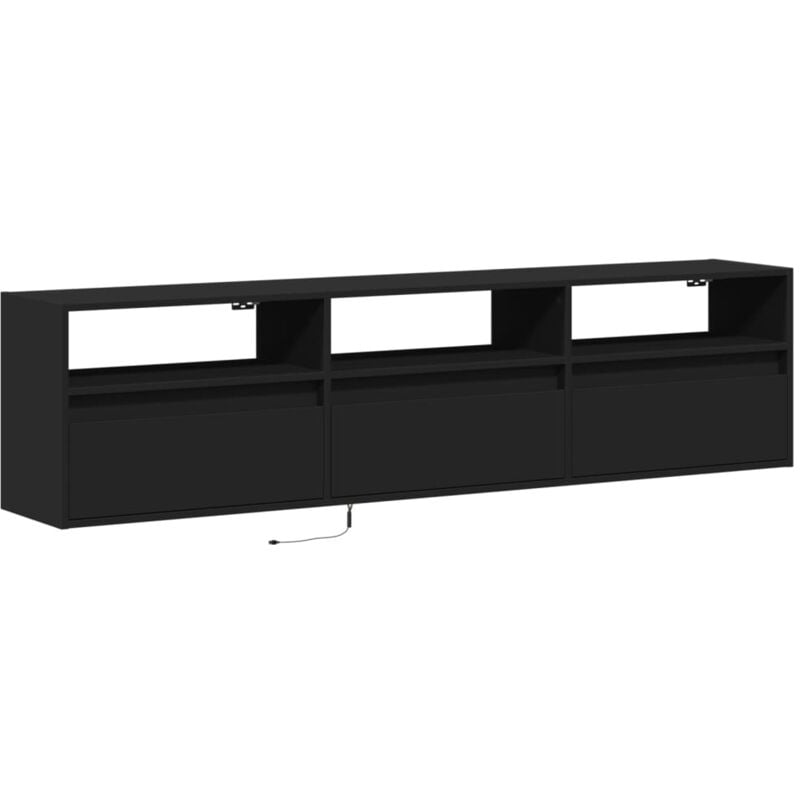 Tv Wall Cabinet with led Black 180x31x45 cm - Vidaxl