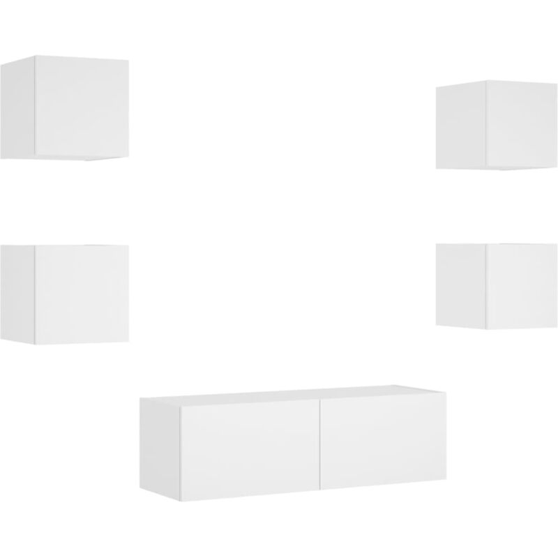 Vidaxl - 5 Piece tv Wall Cabinets with led Lights White