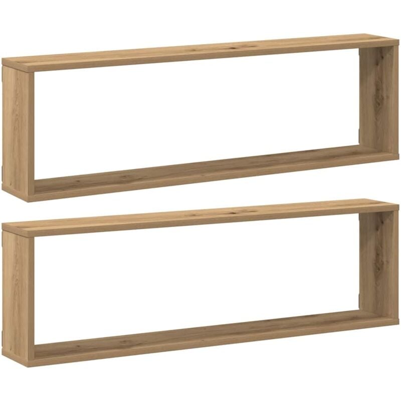 Wall Cube Shelves 2 pcs Artisan Oak 100x15x30 cm Engineered Wood vidaXL