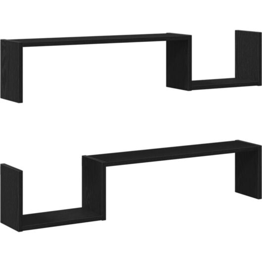 Wall-mounted Shelf 2 pcs Black Oak 100x15x70 cm Engineered Wood vidaXL