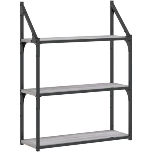3-Tier Wall Shelf Grey Sonoma 60x21x78.5 cm Engineered Wood vidaXL