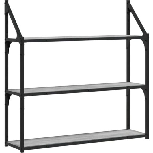 3-Tier Wall Shelf Grey Sonoma 80x21x78.5 cm Engineered Wood vidaXL