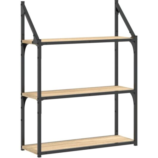 3-Tier Wall Shelf Sonoma Oak 60x21x78.5 cm Engineered Wood vidaXL