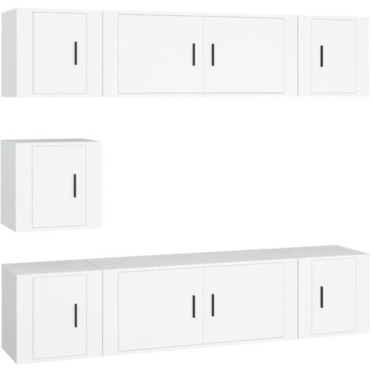 7 Piece tv Cabinet Set White Engineered Wood Vidaxl